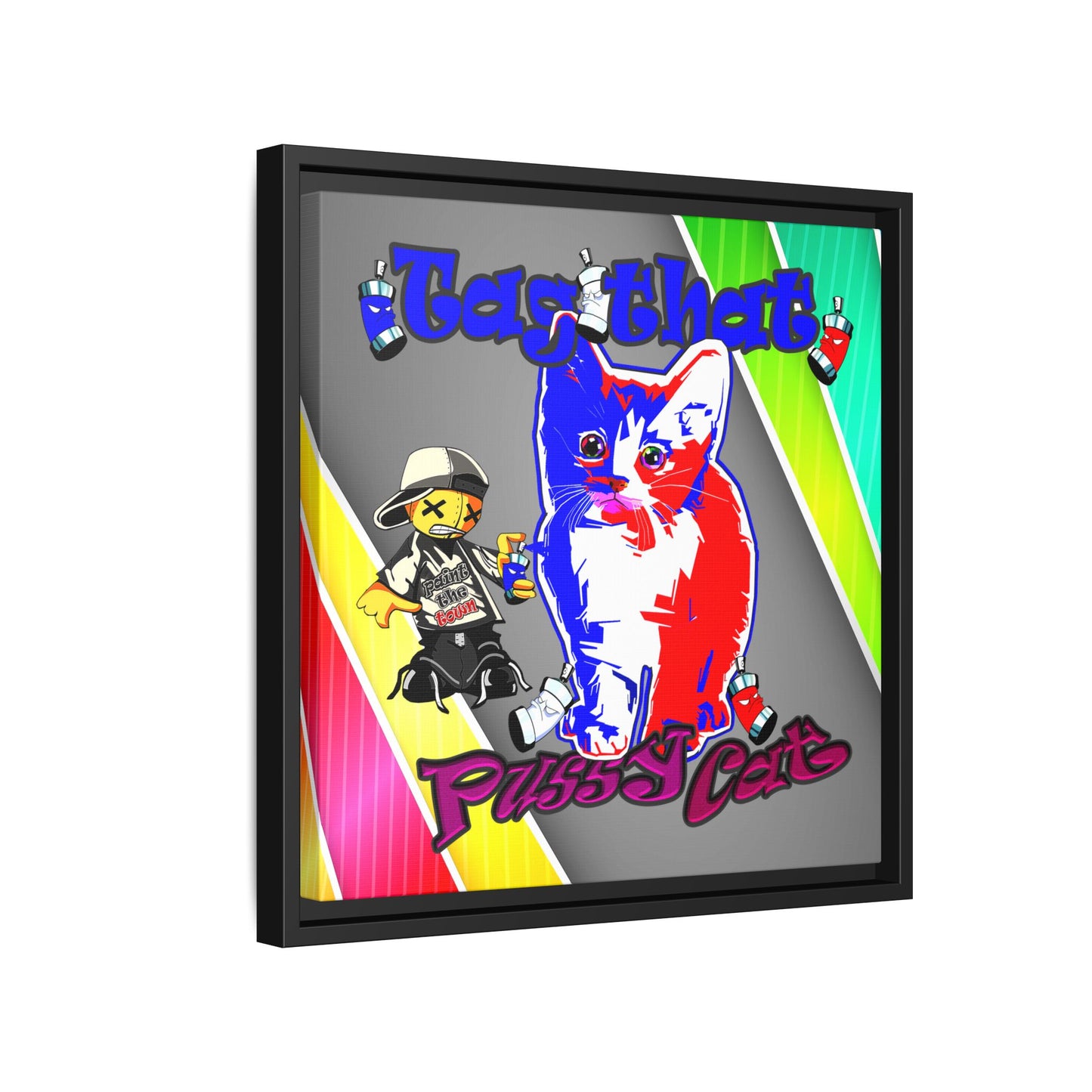 tag that - framed canvas art (rainbow split)