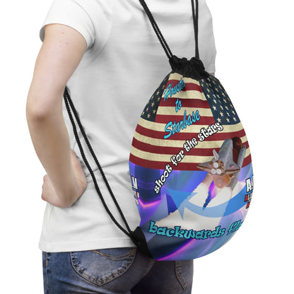shoot for the stars - Drawstring Bag (grey-pink wave)