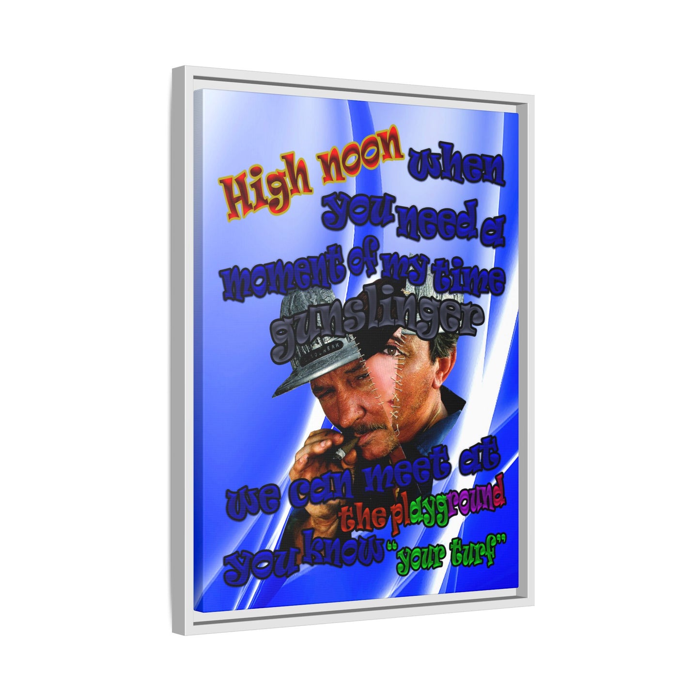 high noon - framed canvas art (blue-white wave)