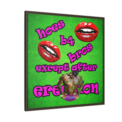 hoes b4 bros - framed canvas art (green turf)