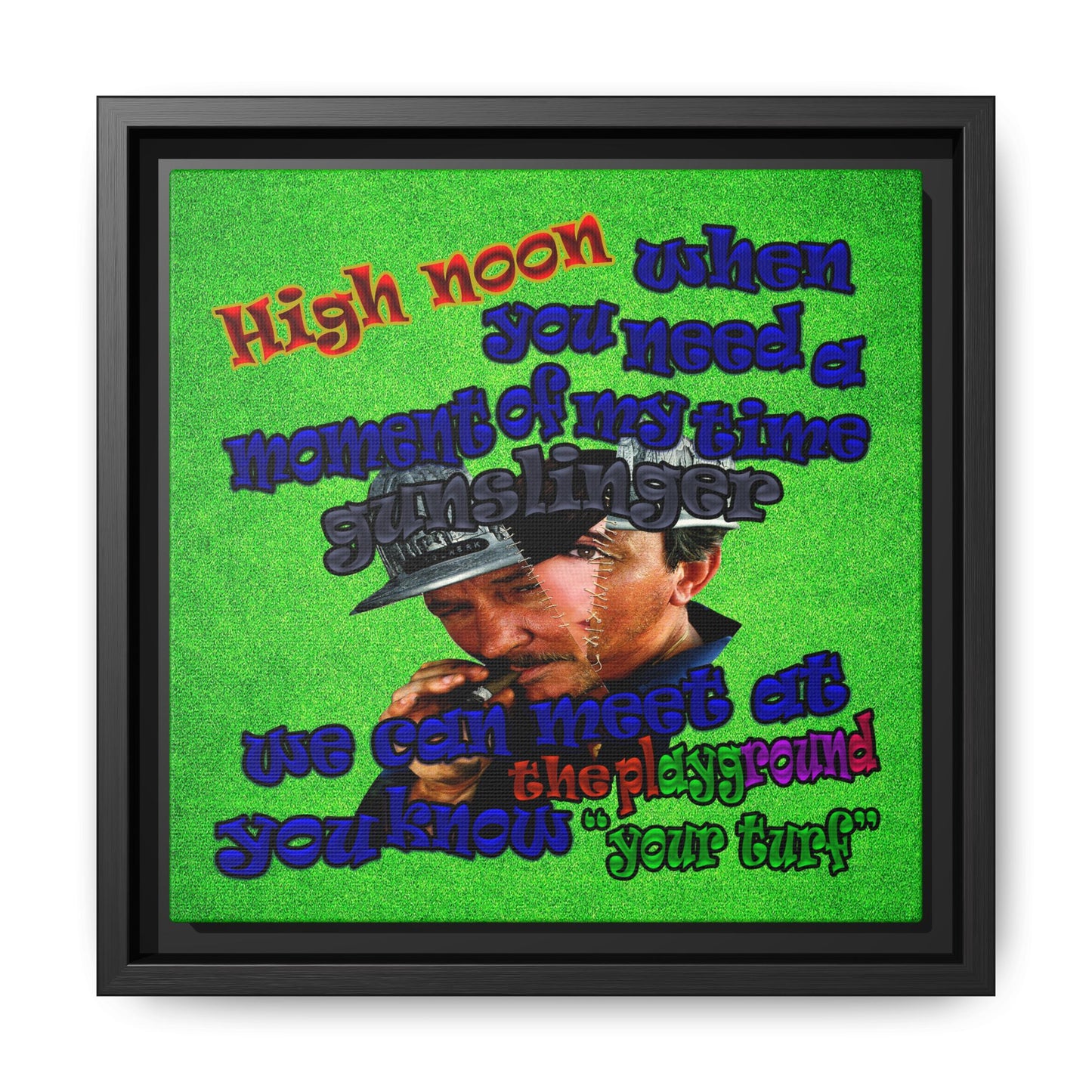 high noon - framed canvas art (green turf)