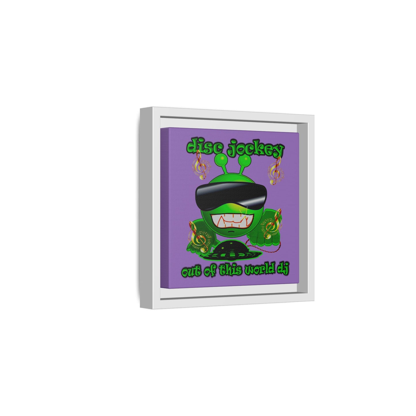 disc jockey - framed canvas art (light purple)