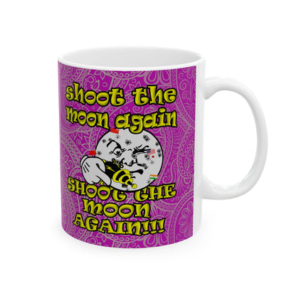 shoot the moon again - White Mug (pink swirl)