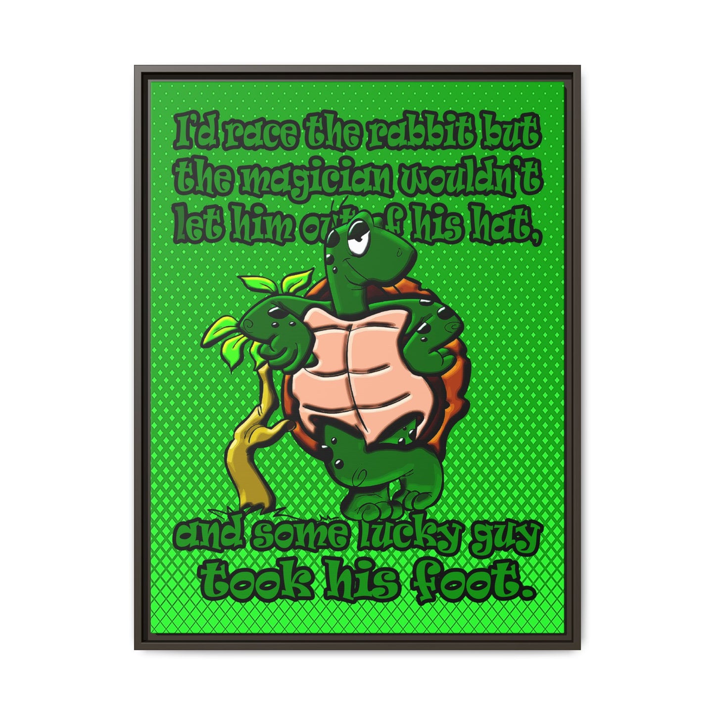 turtle race - framed canvas art (logo green)