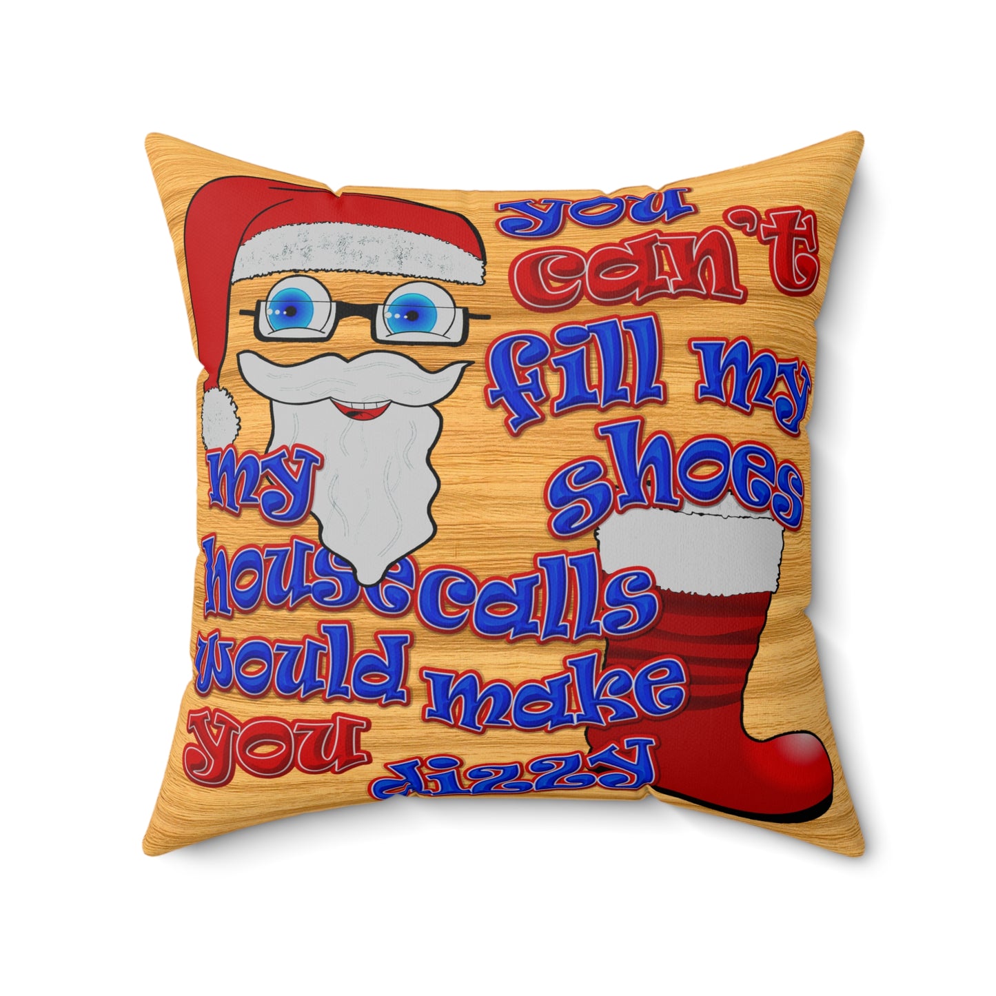santa's shoes - Spun Polyester Square Pillow - (butterscotch wood finish)