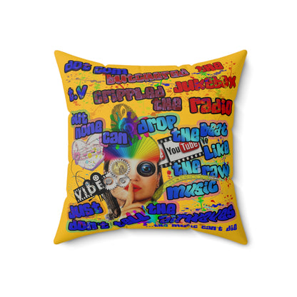 drop the beat - Faux Suede Square Pillow - (yellow)