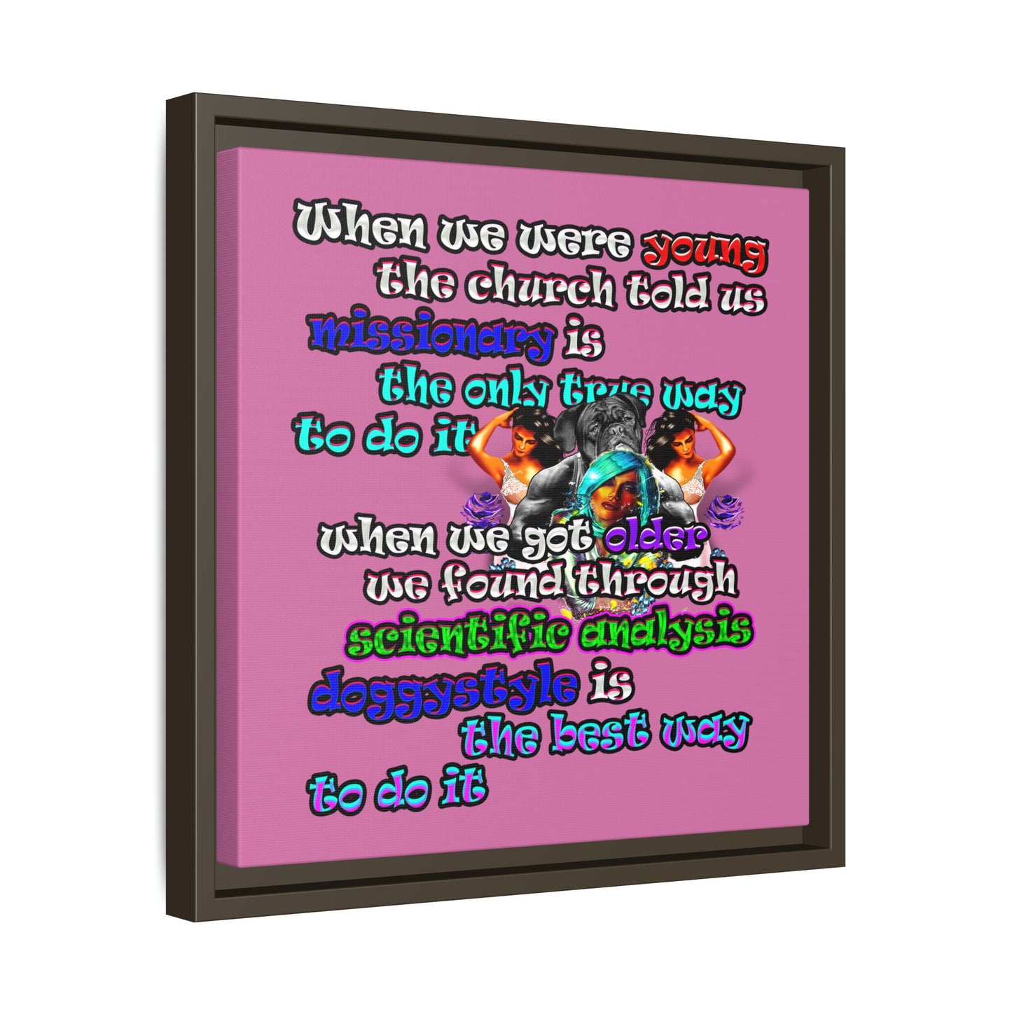 doggystyle - framed canvas art (light pink)