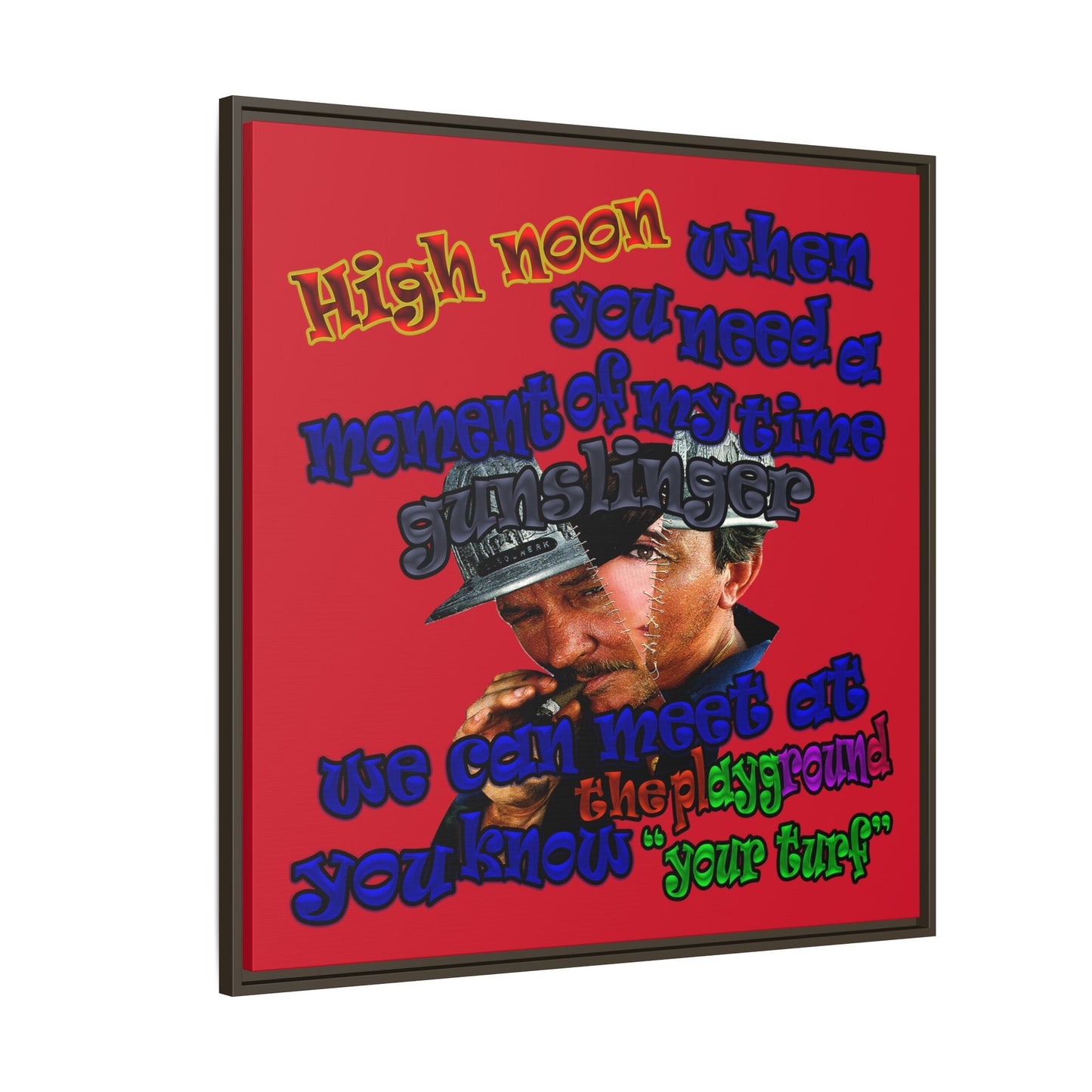 high noon - framed canvas art (dark red)