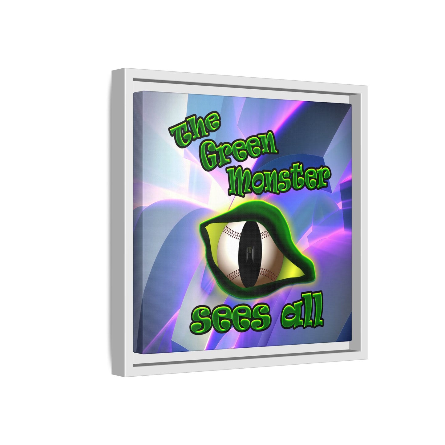 green monster - framed canvas art (grey-pink wave)