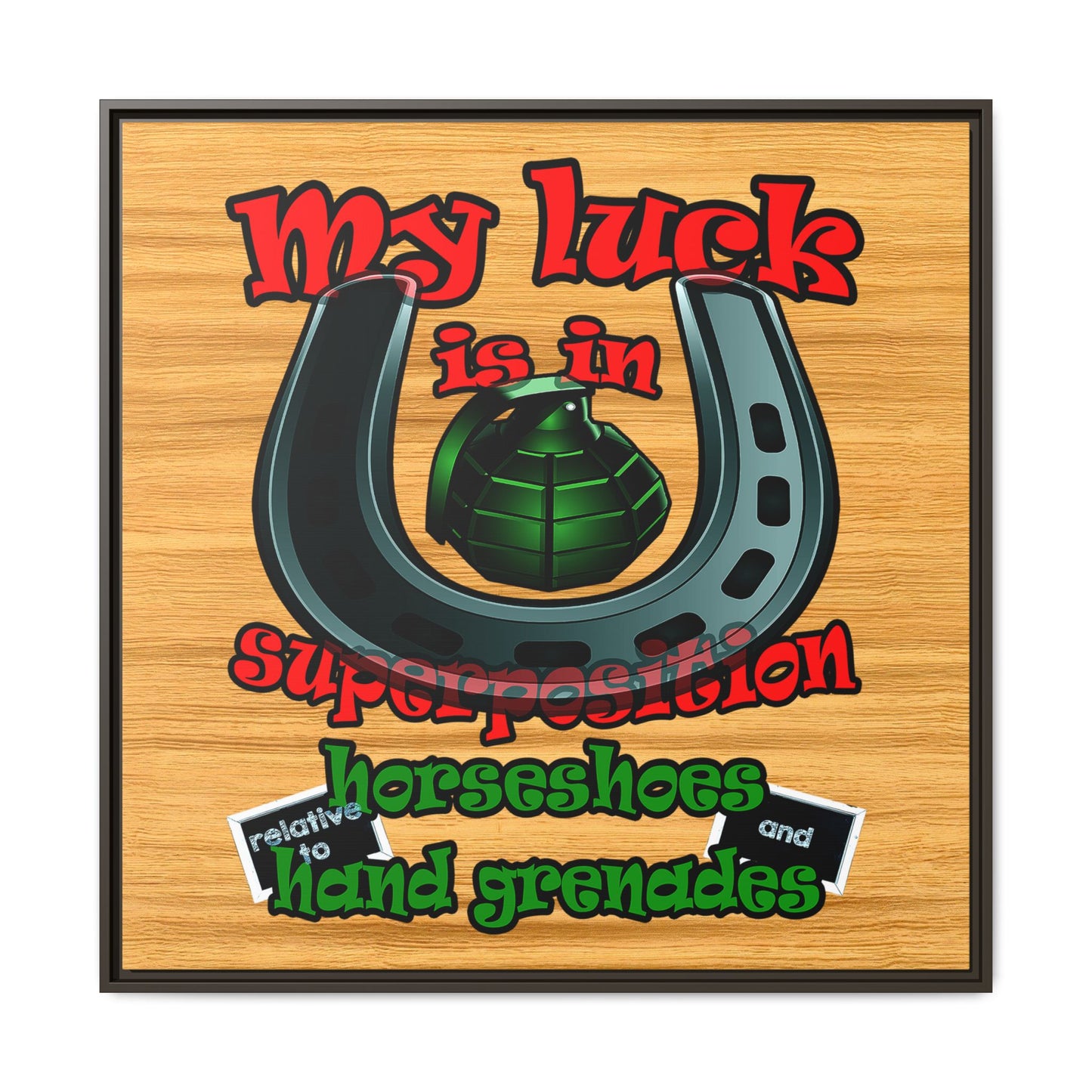 my luck - framed canvas art (butterscotch wood finish)