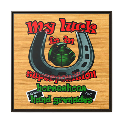 my luck - framed canvas art (butterscotch wood finish)