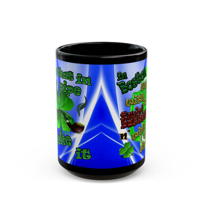 celtics logo - Black Mug (blue-white wave)