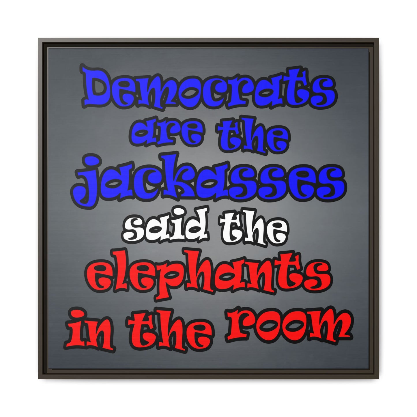 donkeys and elephants - framed canvas art (grey-light grey)