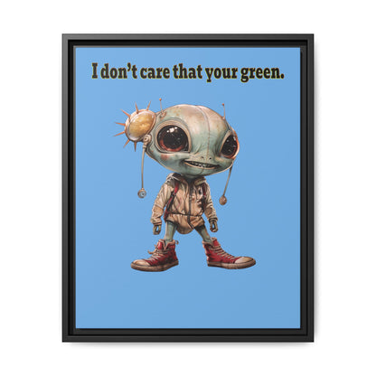 I don't care that your green - framed canvas art (light blue)