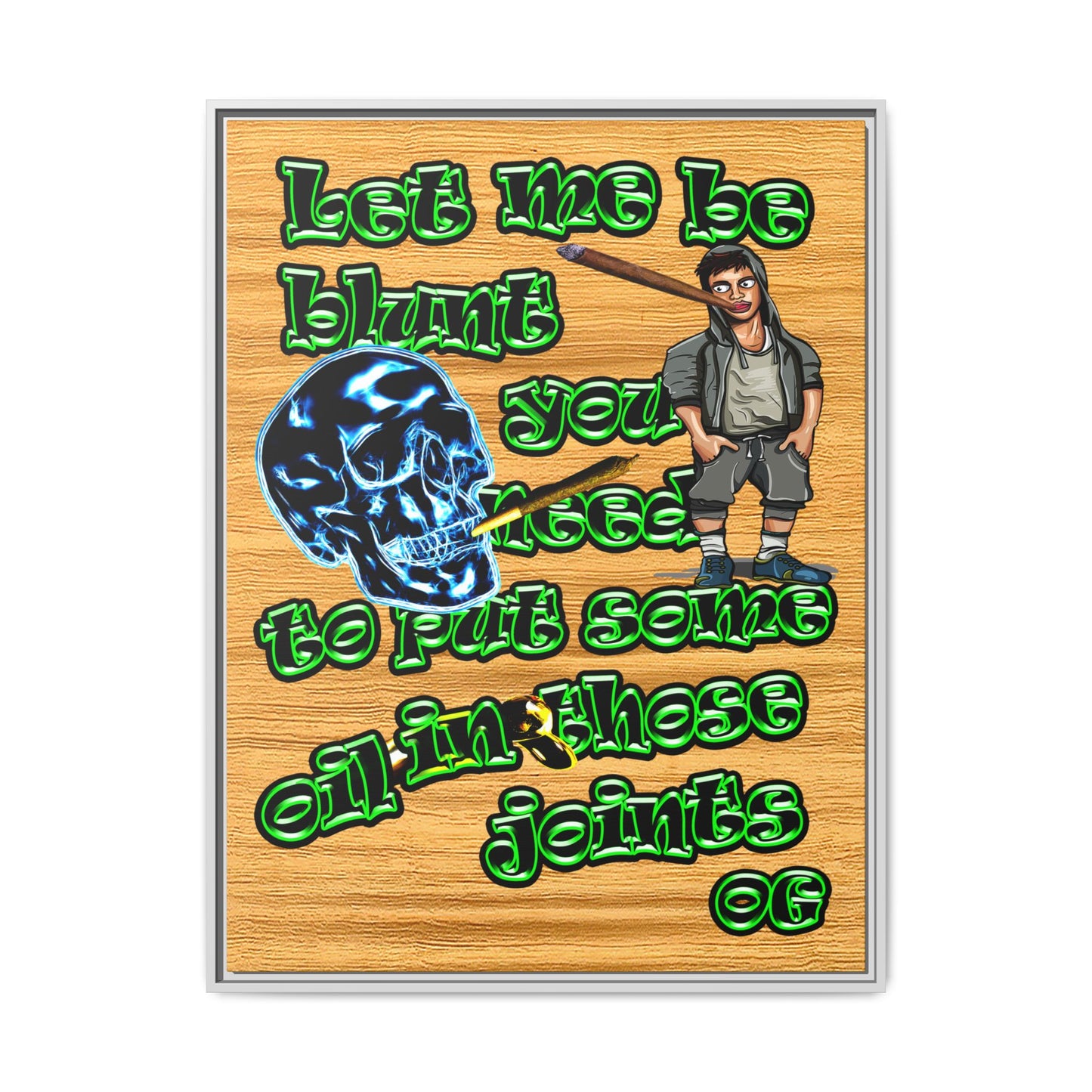 og - framed canvas art (butterscotch wood finish)