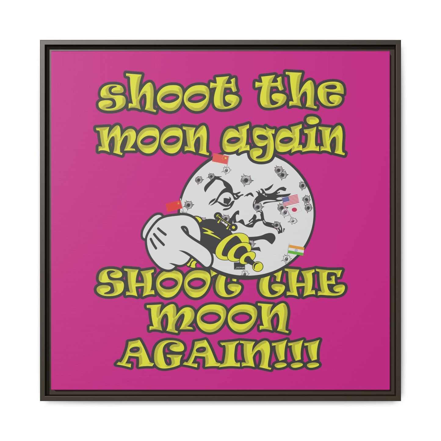 shoot the moon again - framed canvas art (pink)