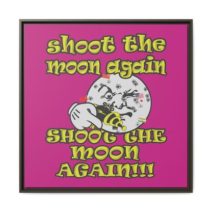 shoot the moon again - framed canvas art (pink)