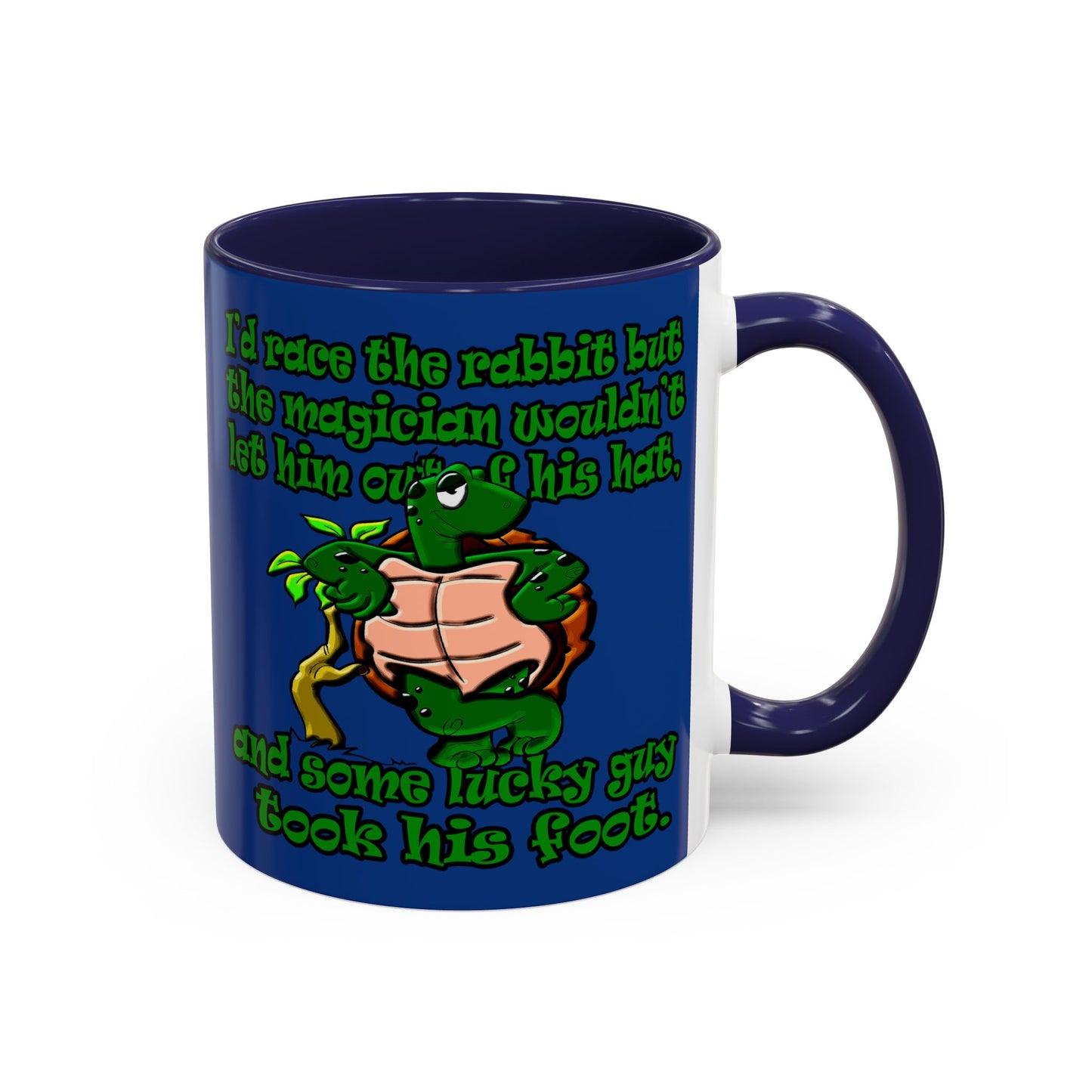 turtle race - Accent Mug (dark blue)