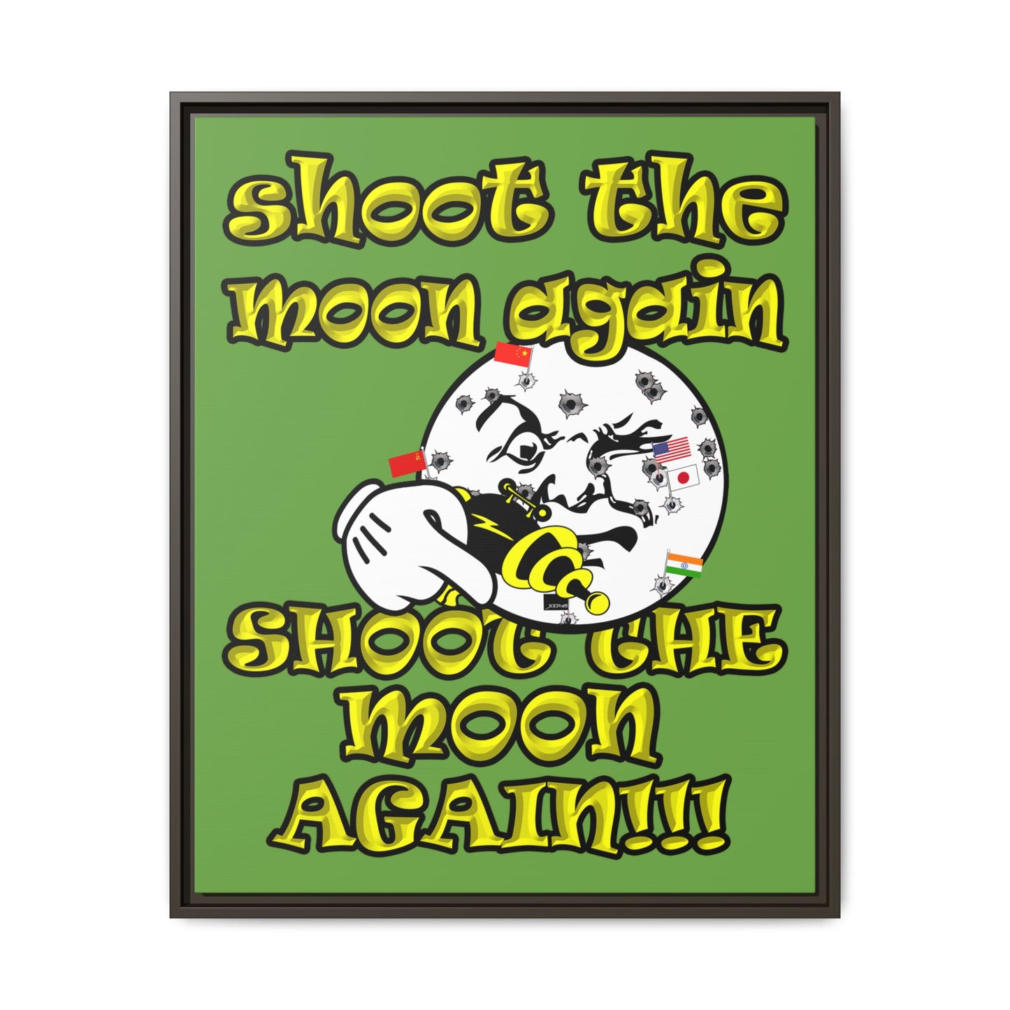 shoot the moon again - framed canvas art (green)