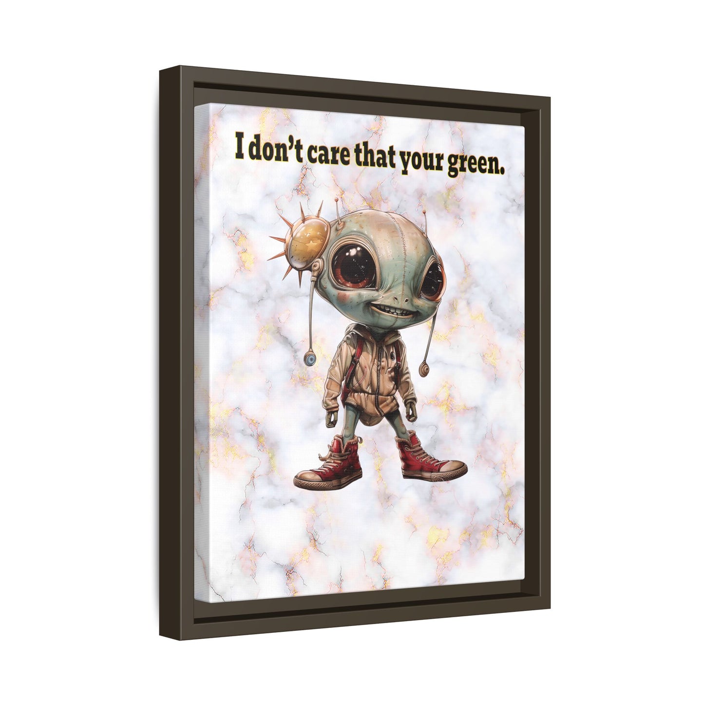 I don't care that your green - framed canvas art (white marble)