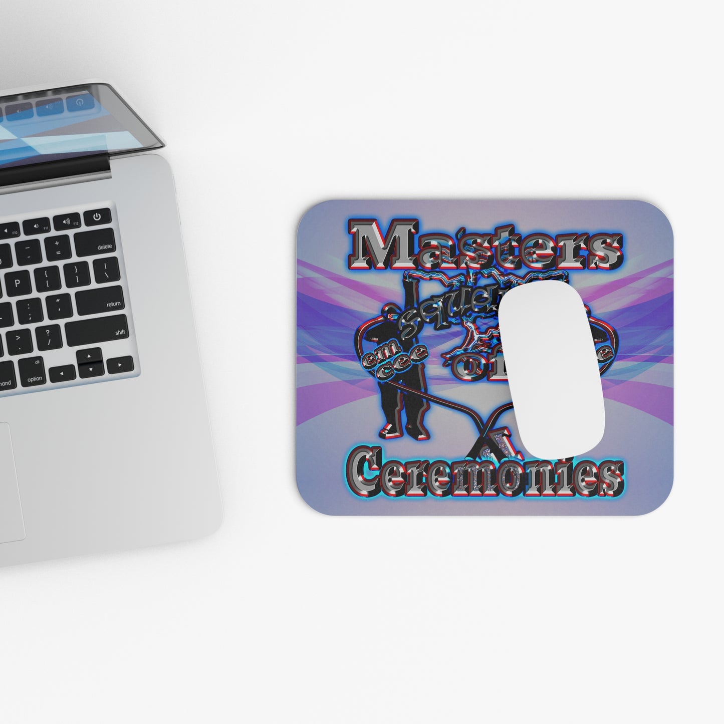 em cee squared - Mouse Pad (Rectangle) (light blue-pink wave)