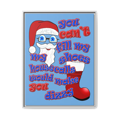 santa's shoes - framed canvas art (light blue)