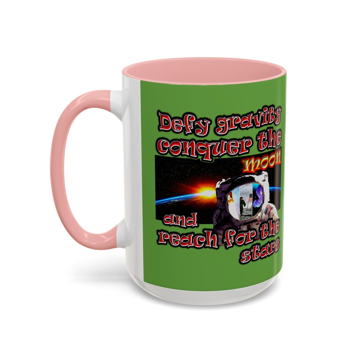 defy conquer reach - Accent Mug (green)