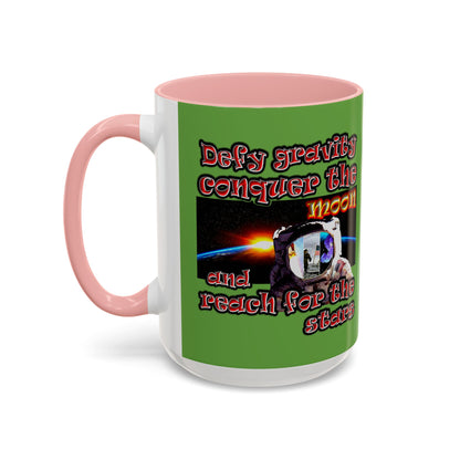 defy conquer reach - Accent Mug (green)
