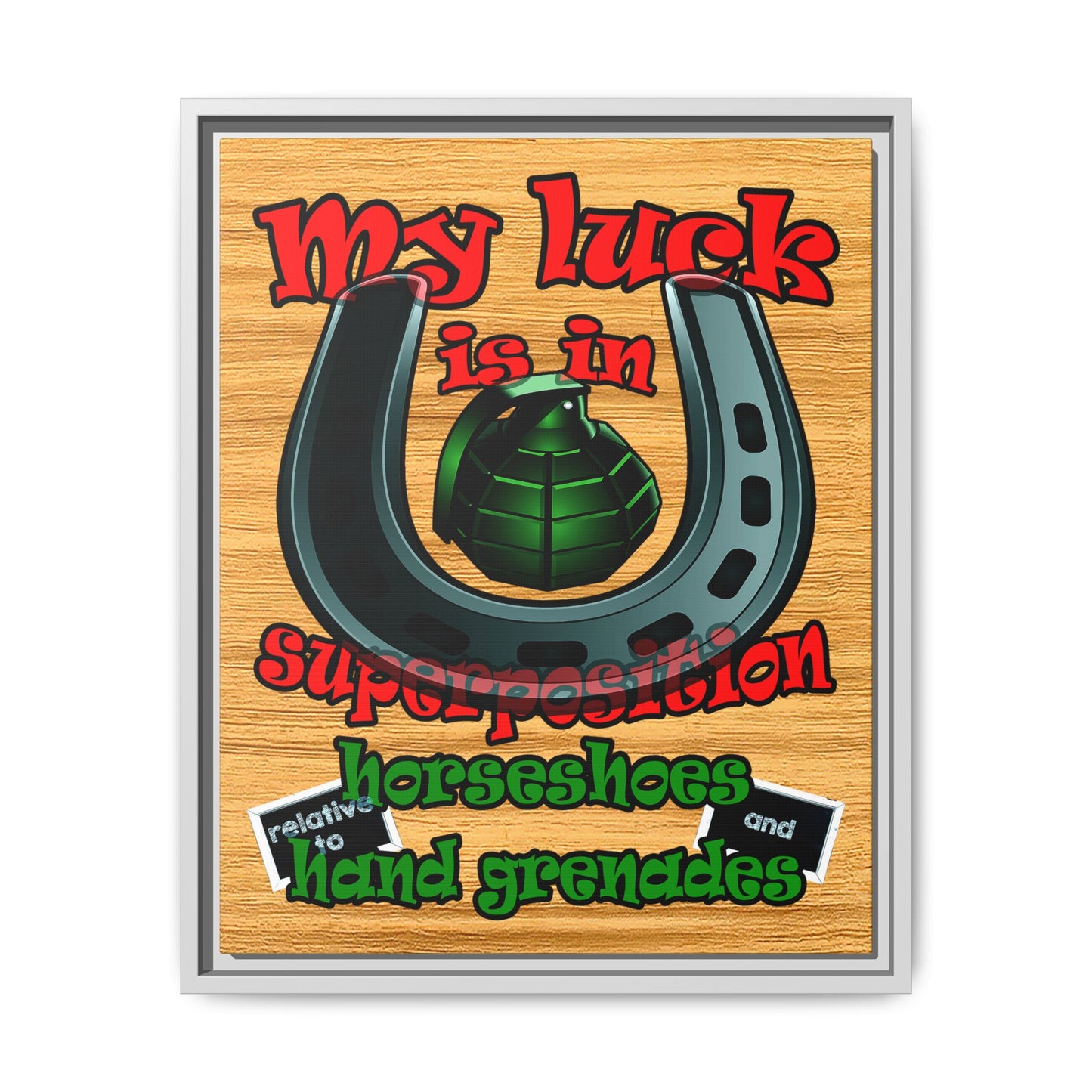 my luck - framed canvas art (butterscotch wood finish)