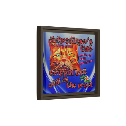 schrodinger's cat - framed canvas art (blue-white wave)
