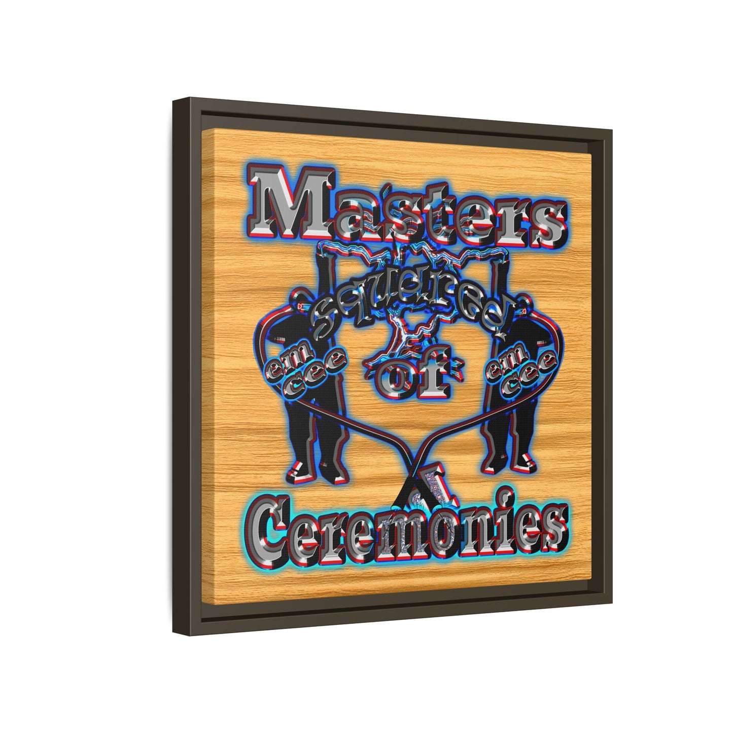 em cee squared - framed canvas art (butterscotch wood finish)
