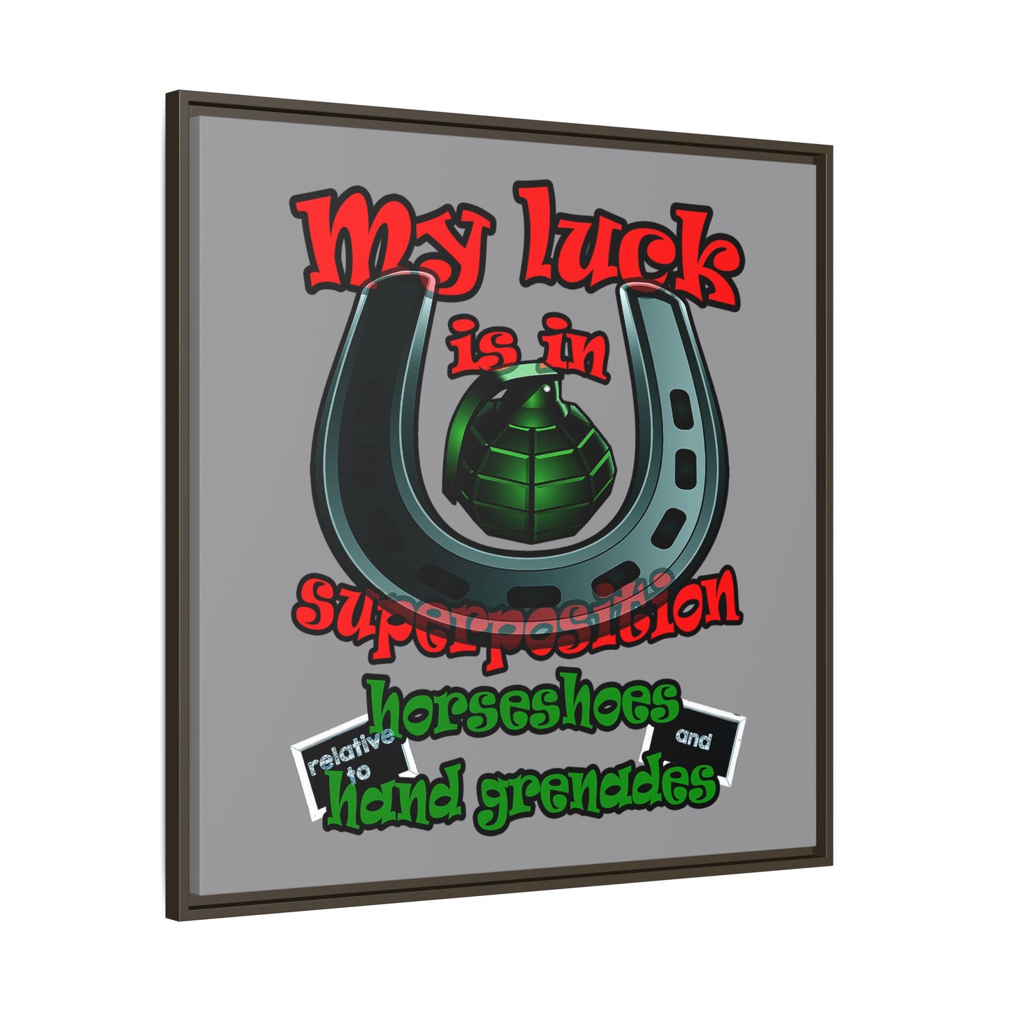 my luck - framed canvas art (grey)