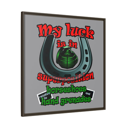 my luck - framed canvas art (grey)