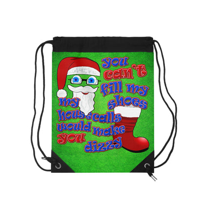 santa's shoes - Drawstring Bag (green turf)
