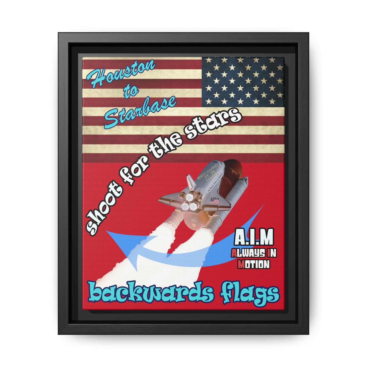 shoot for the stars - framed canvas art (dark red)