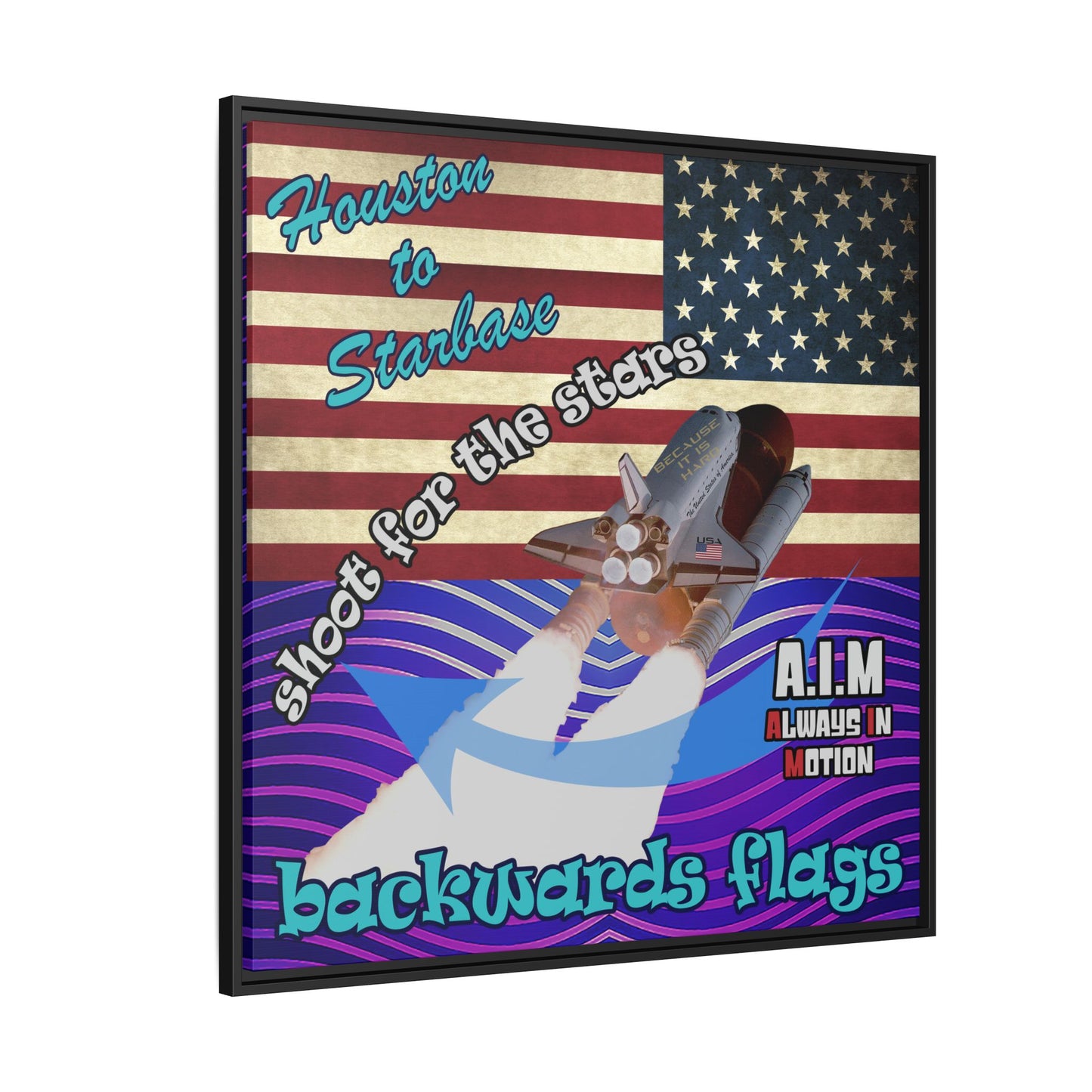 shoot for the stars - framed canvas art (purple wave)