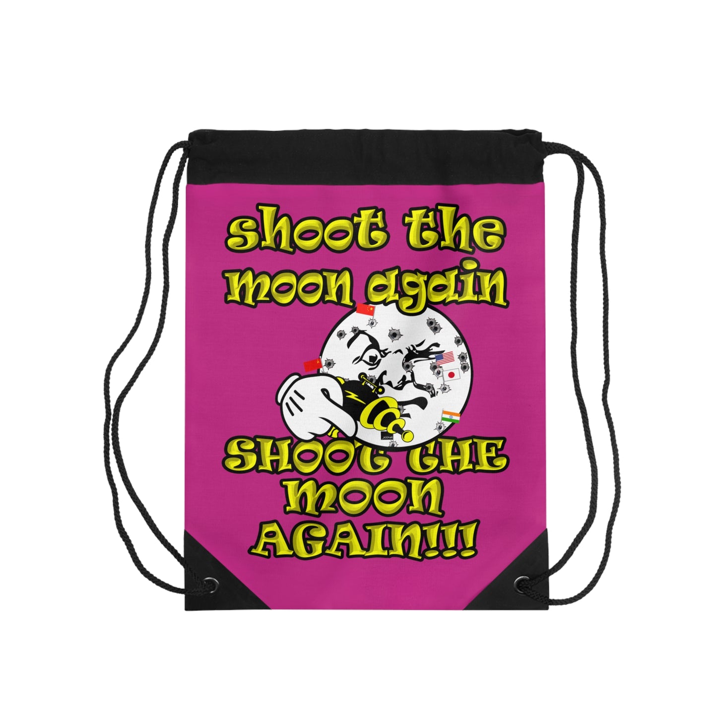 shoot the moon again - Drawstring Bag (pink)