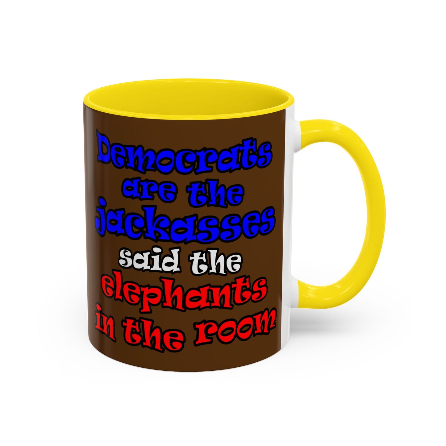 donkeys and elephants - Accent Mug (brown)