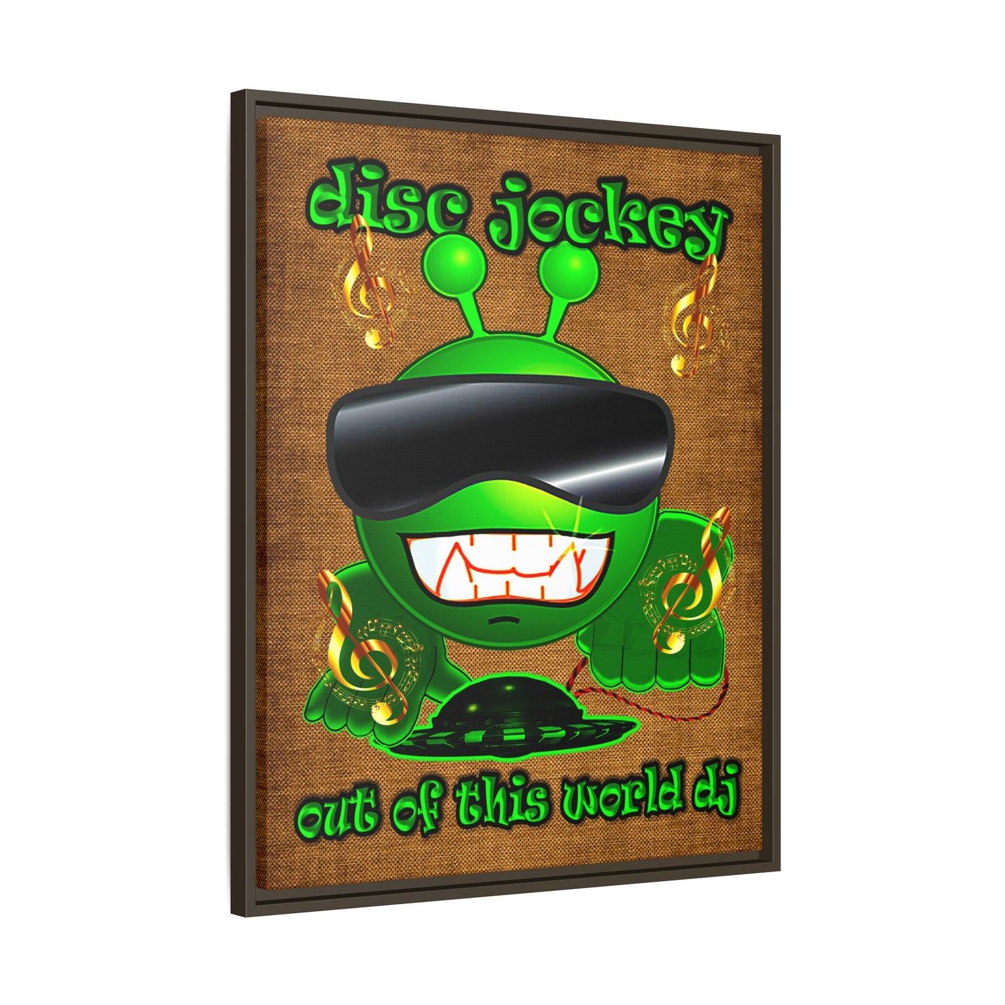 disc jockey - framed canvas art (brown papyrus)