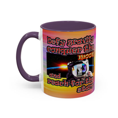 defy conquer reach - Accent Mug (color blur)