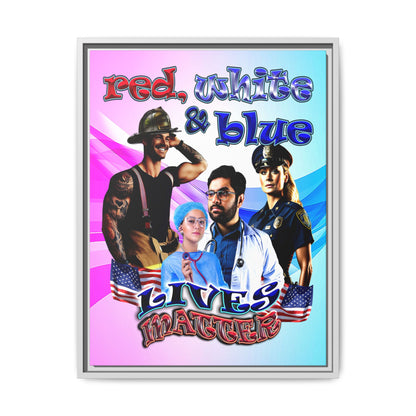 rw&b lives matter - framed canvas art (light blue-pink wave)