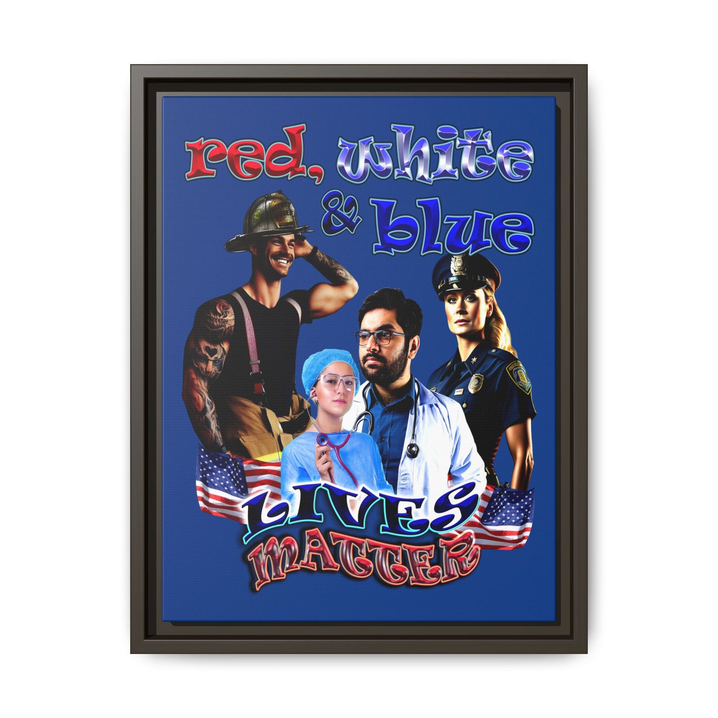 rw&b lives matter - framed canvas art (dark blue)