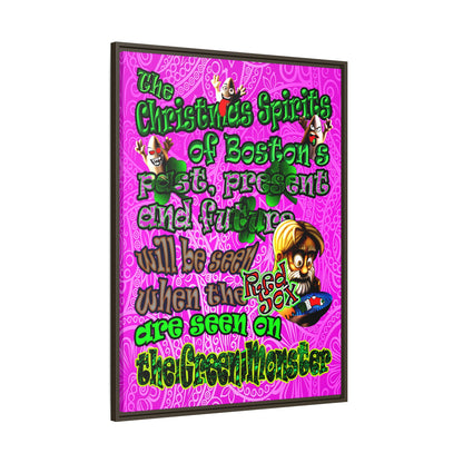 christmas spirits of boston - framed canvas art (pink swirl)
