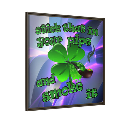 stick that in your pipe and smoke it - framed canvas art (grey-pink wave)