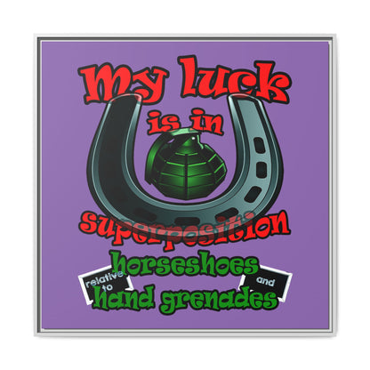 my luck - framed canvas art (light purple)