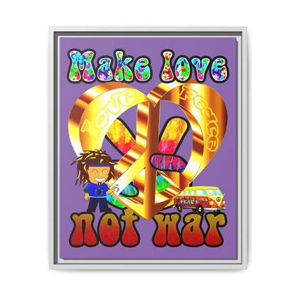 love peace - framed canvas art (light purple)