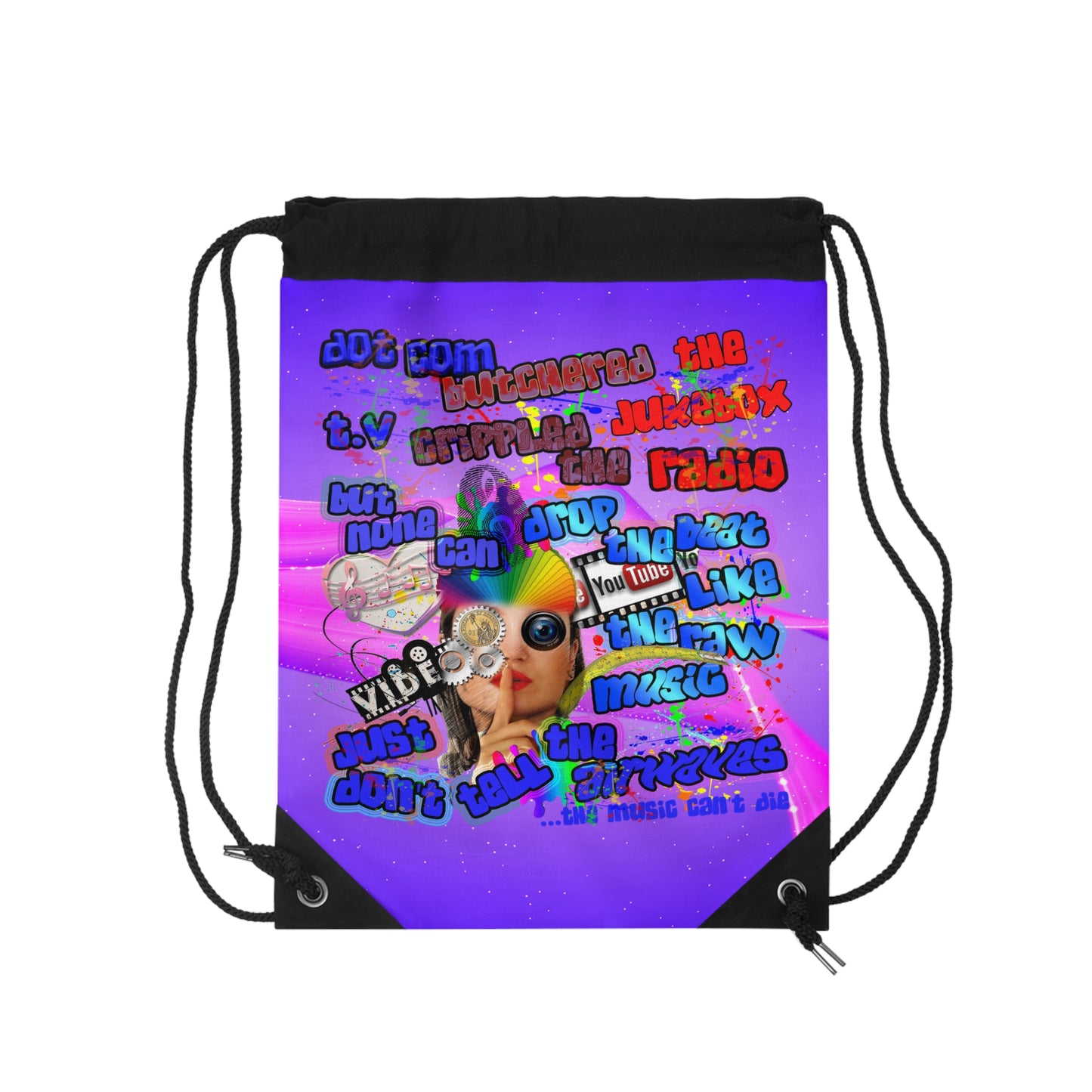 drop the beat - Drawstring Bag (purple-pink wave)