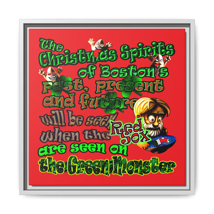 christmas spirits of boston - framed canvas art (red)