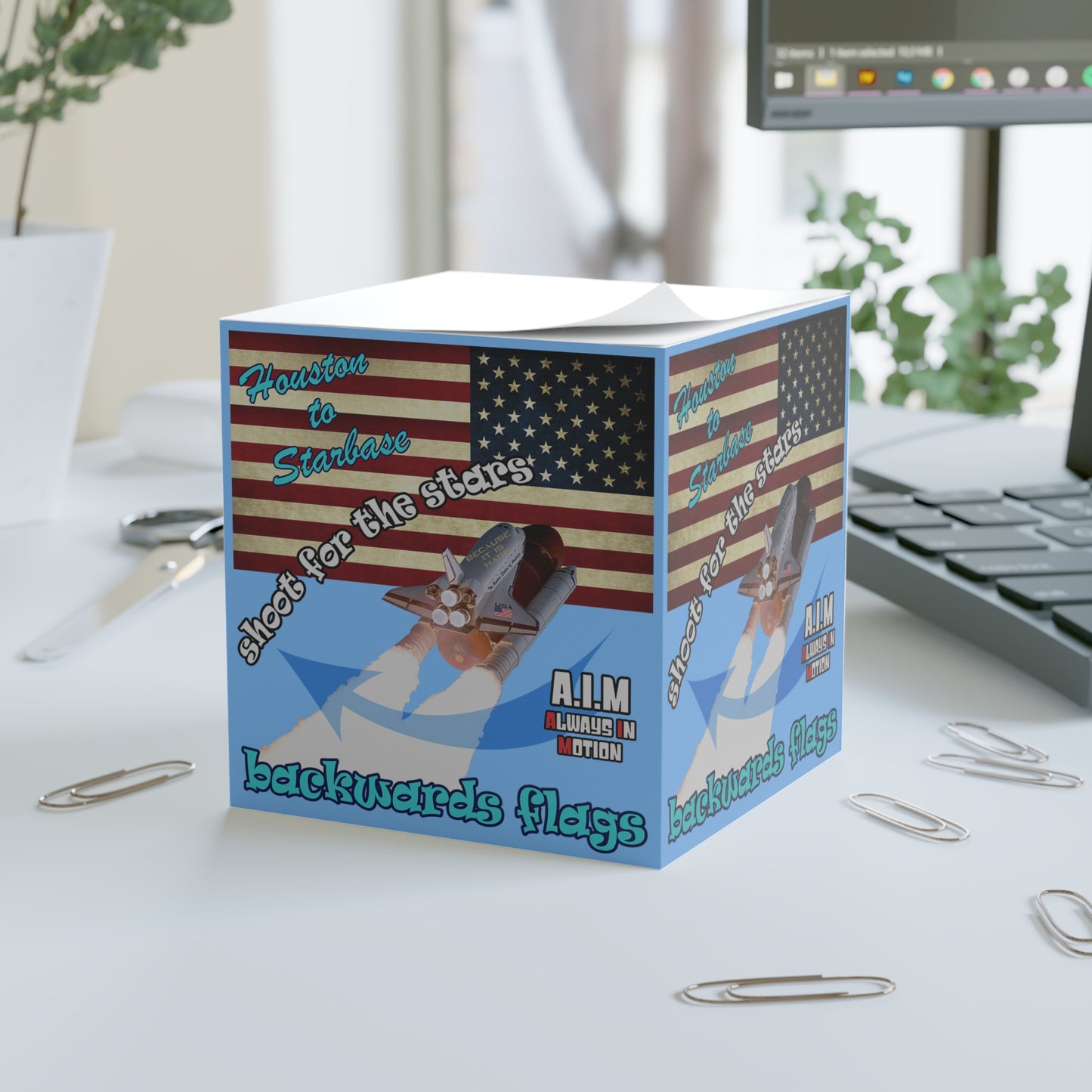 shoot for the stars - note cube (light blue)
