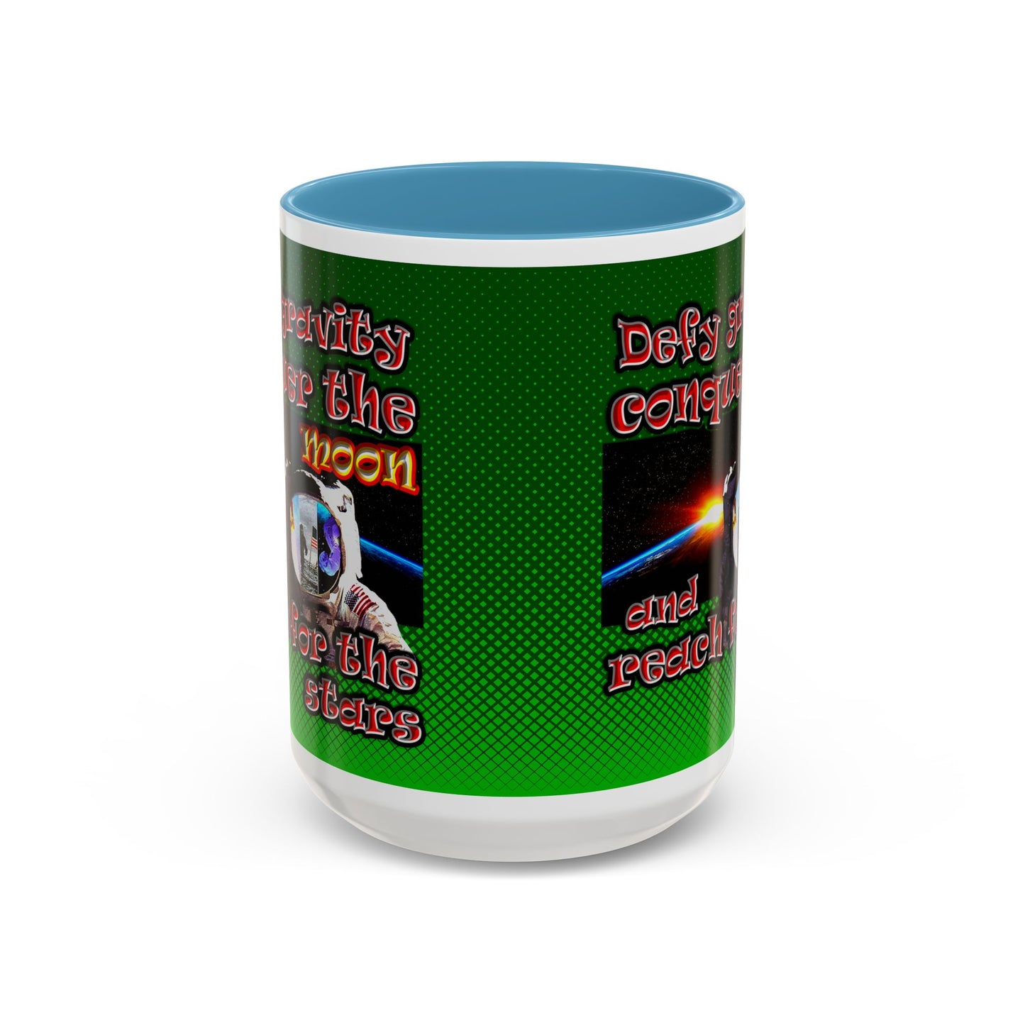 defy conquer reach - Accent Mug (logo green)